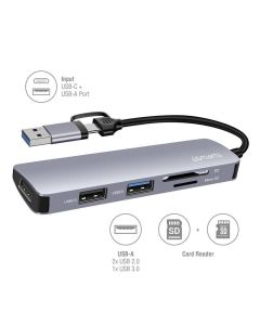 4SMARTS Multi-Port USB Hub 5-in-1 Space Gray
